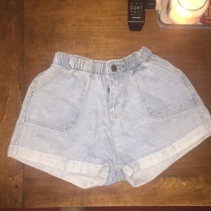 High-waisted denim shorts